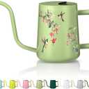 Watering Can Indoor Plants, 35oz Small Stainless Steel Metal Watering Can Modern Decorative Watering Pot with Long Spout for Indoor House Plant Bonsai Garden Flowers (Saga Green 1)