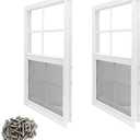 NeatiEase 2 Pack Shed Window, 14" x 21" Flush Mount Window with Tempered Glass and Fiberglass Screen for Shed, Chicken Coop, Playhouse, Household, Garage (White)