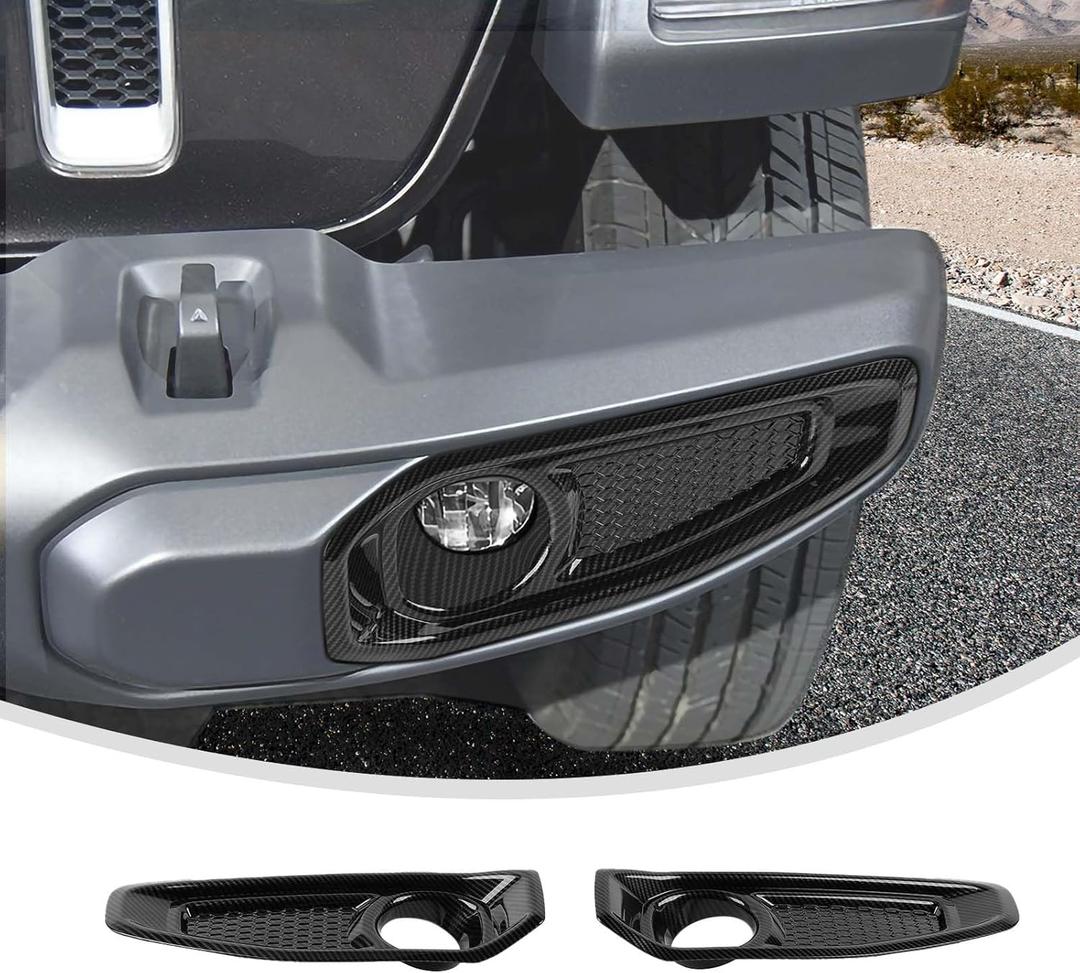 Linskip Fog Light Covers Compatible with Jeep Wrangler JL/Gladiator JT 2018-2024 2025, Fog Lamp Cover for Jeep Wrangler Exterior Accessories(Carbon Fiber Black)