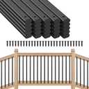 25 Pack Deck Balusters 32" Staircase Baluster for Deck Systems, Black Hollow Metal Spindles for Stair Railing and Porch Railing, Indoor Outdoor Use (1.5mm Thick)