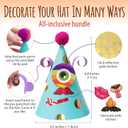 Glittery Garden 24 Pcs Party Hats Birthday Activity Kit with Stickers - Kids Fun Arts & Crafts. Make Your Own Animal & Monster Theme Party Favors & Game Supplies