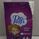 Puffs Ultra Soft Facial Tissues, 4 Family Size Boxes, 124 Facial Tissues Per Box