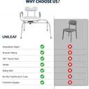 UNILEAF Sliding Tub Transfer Bench with 360 Swivel Seat, 350 lb Capacity Shower Transfer Chair for Bathtub, Height Adjustable Frame with Safety Strap, ToolFree Assembly