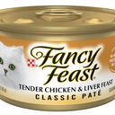 (12 pack) Purina Fancy Feast Tender Chicken and Liver Feast Classic Grain Free Wet Cat Food Pate, 3 oz