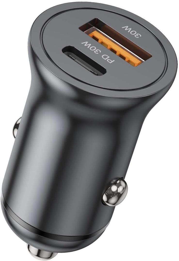 2 x USB C Car Charger, 2-Port 60W Type-C Car Power Adapter,PD30W&QC30W Cigarette Lighter USB Charger for iPhone 16 15 Pro Max Mini Plus, Samsung Galaxy S24 S23