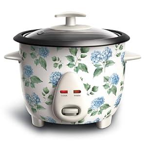 COOK WITH COLOR 6 Cup Rice Cooker 300W - Effortless Cooking and Perfectly, Cooks 3 Cups of Raw Rice for 6 Cups of Cooked Rice, Floral Blue/Green