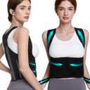 Back Brace Posture Corrector for Women and Men, Adjustable Upper and Lower Back Support for Pain Relief, Hunchback, Scoliosis, Comfortable and Invisible Under Clothes (L (Waist 34''-38''), Black)