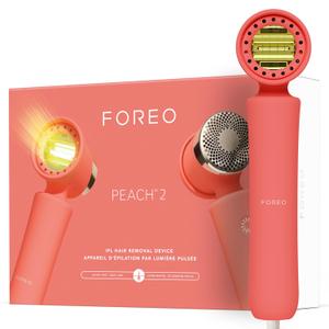 FOREO PEACH 2 IPL Hair Removal Device  Quick & Gentle Hair Reduction  For Full Body & Face  Skin Cooling System  Silicone Shield - Coral