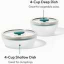 Anyday 4-Pc Microwave Cookware & Glass Food Storage Set with Glass Lids | Medium Plastic-Free Containers | Stackable Steamer with Vented Lid for Microwave-Safe Reheating & Steaming Vegetables, Rice