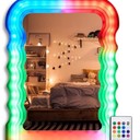 Wavy LED Mirror 18"x 24"Wave Mirror - Irregular Wall Mounted Decorative Mirror for Living Room or Bedroom, Great for Present and Room Décor, 18x24