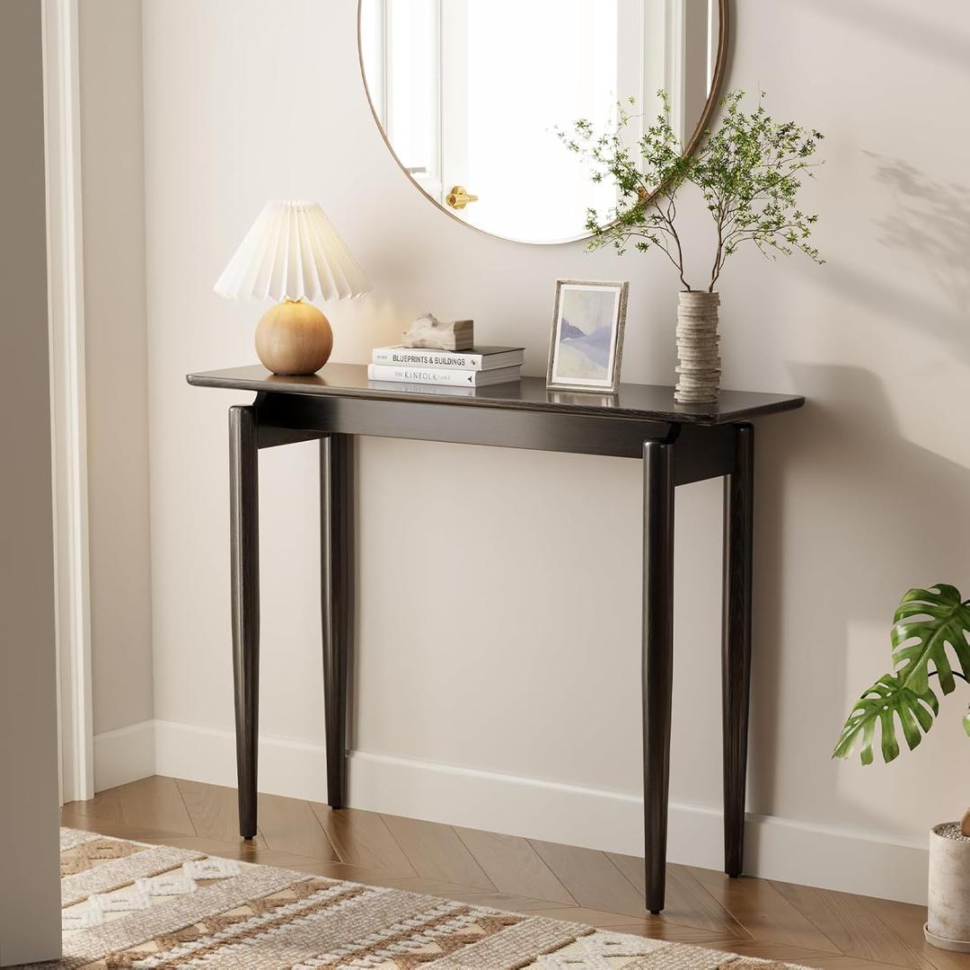 AQIMUELE Wood Console Table Black Entryway Table, Thin Console Table, Sofa Tables for Living Room (39.4'')