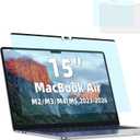 Magnetic Anti Blue Light Screen Protector for MacBook Air 15 Inch (2023-2026, M2, M3, M4. M5), Removable MAC 15.3" Blue Light Filter , Bubble-Free Install , Eye Protection Glare Laptop Screen Protector