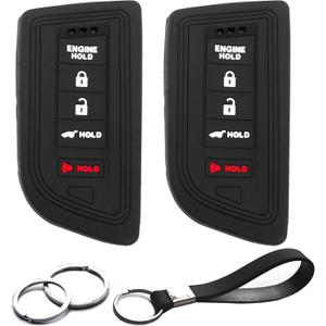 2pcs Compatible with Acura Integra MDX RDX TLX with Engine Hold Key Fob Cover Case Key Chain Smart 5 Buttons Protector Keyless Remote Holder