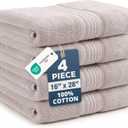 Bath Hand Towels - Pack of 4 (16"x 28"), 100% Cotton - Soft, Quick Dry & Highly Absorbent, Hand and Face Towels - Bathroom Hand Towel Set, Great for Gym, Salon, Spa & Family Use - Platinum