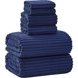 Extra Large Bath Towel Set of 6 (40"x80"),Oversized Bath Sheet Super Soft Highly Absorbent Microfibers Quick Dry Luxury Shower Towel for Bathroom Spa Gym Hotel Yoga(Navy Blue, 6Piece)