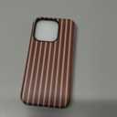 Skyseaco for iPhone 15 Pro Max Case with Magsafe Cute Striped Phone Case, Shockproof Slim Soft TPU and Hard PC Double Layer Protective Cover for Women, Brown