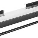 Danpoo 16 Inch Long Floating Bathroom Shelf with Towel Bar, Clear Tempered Glass Wall Shelf with Hand Towel Holder for Bathroom Storage Organizer, Matte Black