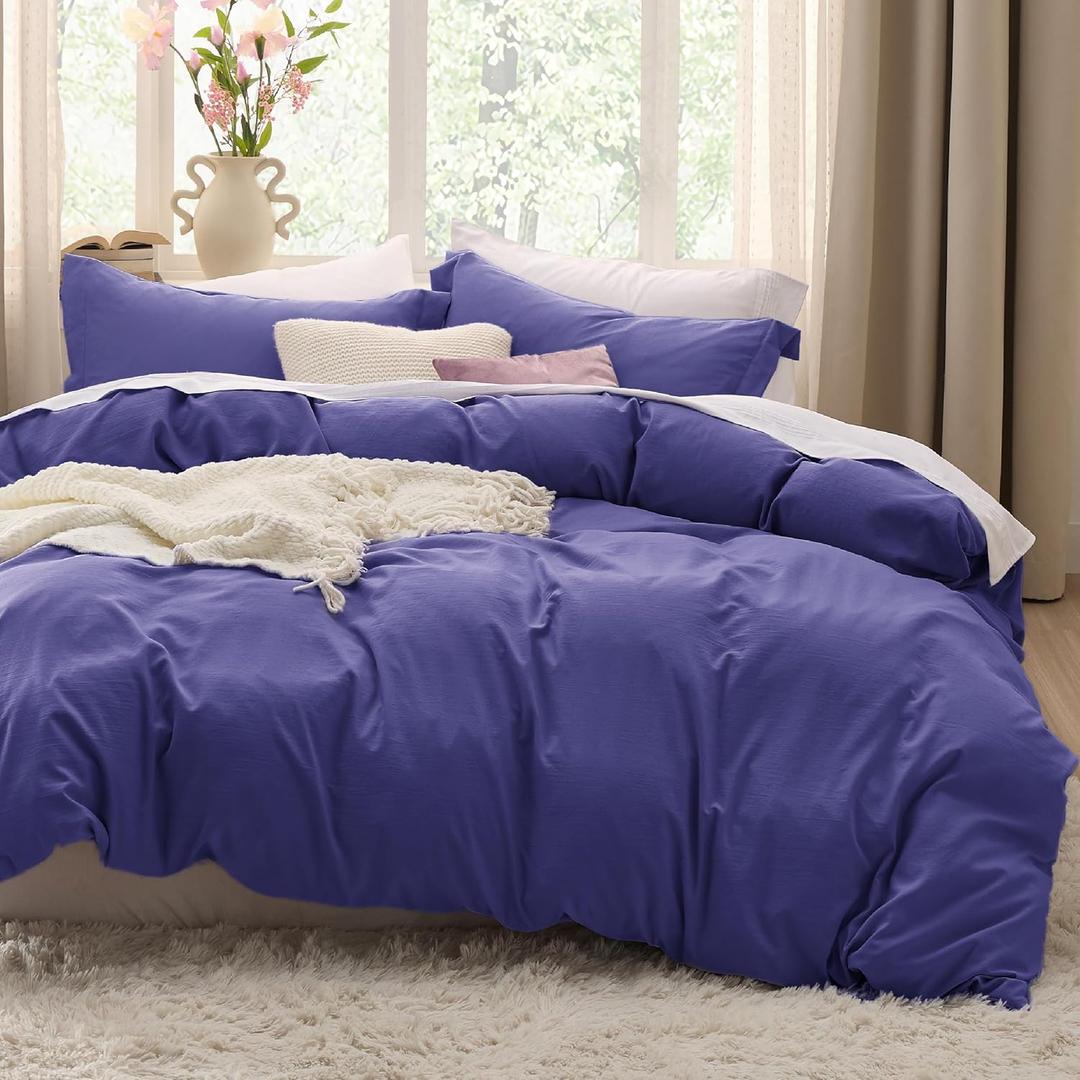 Bedsure Skipper Blue Duvet Cover King Size - 3 Pieces Prewashed Cotton-Like Polyester Extra Soft Bedding Set, Includes 1 Duvet Cover 104x90 Inches with Zipper Closure & 2 Pillow Shams, No Comforter