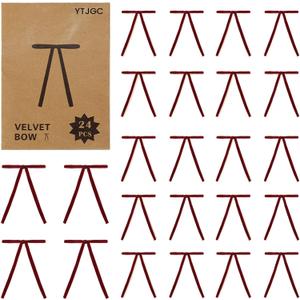 24 Pcs Burgundy Velvet Ribbon Christmas Tree Bows Bow Tree Topper Door Garland Decor Vintage Wreath Bow Velvet Bows Ornaments for Christmas Trees Gifts Party Door Garland Wreath Deco (Burgundy)