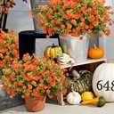 Fall Decor, Fake Mums, 24 Bundles Fall Flowers, UV Resistant Artificial Mums for Outdoors, Faux Mums for Outside, Fall Flowers Plants Artificial for Decoration For Home Porch Thanksgiving - Orange Red