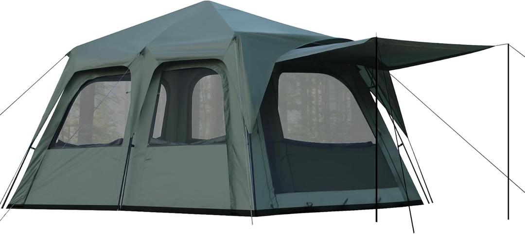 Castle Unicorn Instant 6-8 Person Camping Tent with Porch, Large Family Cabin Tent with 2 Rooms, Tall & Spacious 60s Easy Setup, Waterproof Glamping Tent, Big Tents for Outdoor Camping Hiking Backyard