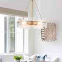Dia 21 Inch Glass Chandelier for Dining Room, Modern Chandelier for Bedroom, 3-Light Industrial Chandelier, Gold Pendant Light Fixture for Living Room Hallway Foyer Entryway Kitchen