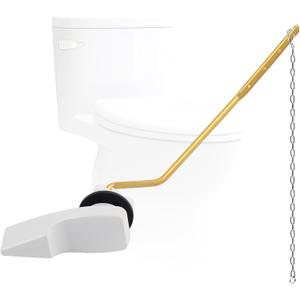Universal Side Mount Metal Toilet Handle Replacement Kit Compatible with American Standard/Mansfield/Gerber/TOTO/Kohler Toilet, Toilet Tank Flusher Lever with Flapper Chain, White