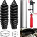 2PCS Cuttable Rubber Inner Tie Rod Boot Kit,Rack and Pinion Boot Set Includes Cable Ties and Clamps,Thickened Steering Rack Boots Kit with CV Boots Clamp Pliers as Car Accessories