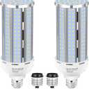 XYCN 2 Pack 100W Corn LED Light Bulb Fanless, 5000K Daylight(1000 Watt Equivalent) E26/ E39 Large Mogul Base LED Cob Lamp 15, 800LM for Outdoor Indoor Garage Warehouse Factory Workshop Street Backyard