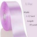 50 Yards 1 1/2 Inch Lilac Satin Ribbon, Single Face Polyester Solid Color Craft Fabric Ribbon for Handmade Roses, Gift Wrapping, Bouquets, Wedding, Christmas, and Party Decoration