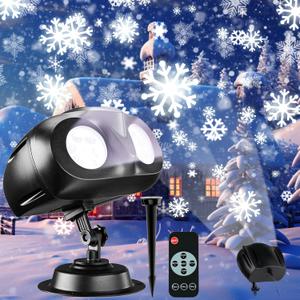 Christmas Projector Lights Outdoor, Snowflake Projector Lights Outdoor with Remote Control, Christmas Snowflake Projection Light Outside for Yard Porch Decorations