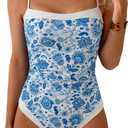 B2prity One Piece Swimsuit for Women Tummy Control Slimming Bathing Suit Color Block Swim Suit Modest Swimwear (White, S)