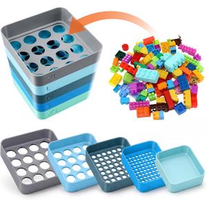 Rtteri 5 Pack Stackable Sorting Trays with 5 Sizes Holes, Classic, Muted