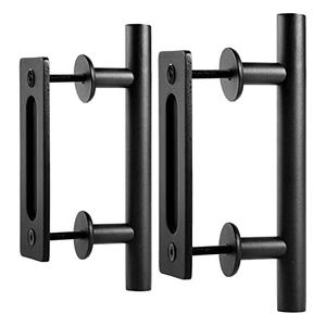 EaseLife 2 Pack 10" Sliding Barn Door Handles and Pulls, Rustic Double Sided Hardware Set, Heavy Duty, Matte Black Powder Coated Finish, Easy Install