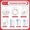 400Pcs Spring Party Decorations Wildflower Floral Plates Napkins Cups Forks Knives Spoons Watercolor Butterfly Disposable Tableware Set for Spring Summer Garden Tea Party Supplies Serves 50
