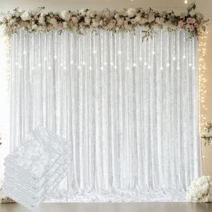 Outpain 20 ft x 10 ft Wrinkle Free White Velvet Backdrop Curtain Panels, Thick Velvet Photography Backdrop Drapes, Not See Through Wedding Party Stage Curtain Decoration Supplies Outpain 20 ft x 10 ft Wrinkle Free White Velvet Backdrop Curtain Panels, Thick Velvet Photography Backdrop Drapes, Not See Through Wedding Party Stage Curtain Decoration Supplies