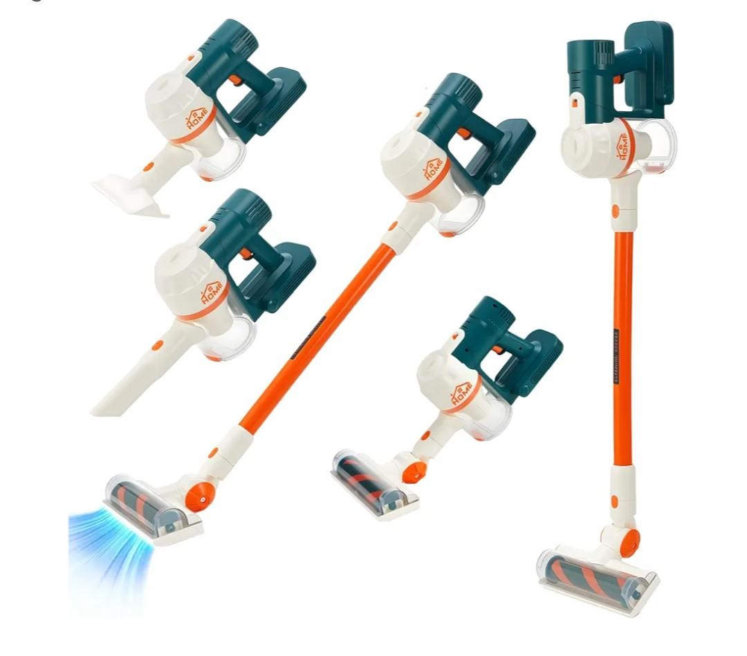 3-in-1 Cordless Kids Vacuum That Really Works,Toddler Pretend Play Cleaning Set with Real Suction,Housekeeping Helper for Boys and Girls Ages 3+