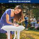 SereneLife Portable Hand Washing Station, 100+ Hand Washes, Hands-Free Foot Pump, Soap Dispenser, and Drain Hose, Ideal for Outdoor Events, Camping, Boating and Worksites, 30L Sink with Wheels