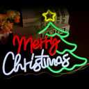 Merry Christmas Neon Sign,Christmas Tree Neon Light for Wall Decor with Switch Dimmable Light Up Sign for Home,Office,Xmas Indoor Festive Decorations USB Powered(14.1x12.6 Inch)