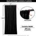Black Backdrop Curtains for Wedding Parties, 10x10FT Wrinkle Free Photo Backdrop Curtains for Wedding Birthday Party Baby Shower, Fabric Drape with Rod Pockets 5ft x10ft, 2 Panels