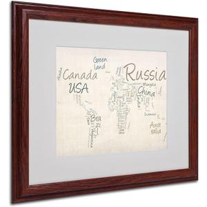 Trademark Fine Art Typography World Map Artwork by Michael Tompsett in Wood Frame, 16 by 20-Inch (20L" x 16W")