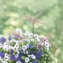 3-Piece Pink Metal Dragonfly Garden Stakes - Iron Wire Outdoor Decor for Patio Lawn Decoration