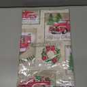 Newbridge Yuletide Christmas Tree Farm Red Barn Truck Vinyl Flannel Back Tablecloth, 70 Inch Round, Nostalgic Holiday Wipe Clean Easy Care Table Cover