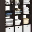 Furinno Cubicle Book Shelf, 12-Cube Bookshelf, Extra Thick Frame Reversible Bookcase with Open Back, 14.6" x 44" x 58", for Living Room, Bedroom, Home Office, Black Dark Oak