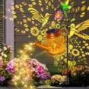 Hummingbird Solar Lights Outdoor Waterproof, Birthday Gifts for Christmas Mom Grandma Women, Solar Watering Can Lights with Shepherd Hook, Metal Hanging Lantern Garden Decor Yard Outside Patio Lawn