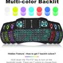 Mini Keyboard with Touchpad, Supporting 2.4G + Bluetooth Dual Modes, Seven-Color Backlighting, Rechargeable, Compatible with Android TV Boxes, Macs, PC, Nvidia Shield, Windows/iOS/Android.