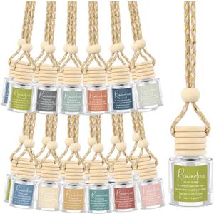 36 Pcs Employee Appreciation Gifts Bulk Empty Glass Essential Oil Diffuser Car Air Freshener Diffuser Hanging Ornament for Coworkers Office Staff