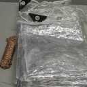 8x10ft Clear tarp, Clear Heavy Duty tarp 14Mil Thickened Transparent Tear Resistant Water Resistant PVC Vinyl Tarpaulin Enclosure with Grommets and Reinforced Edges for Patio, Porch, Outdoor