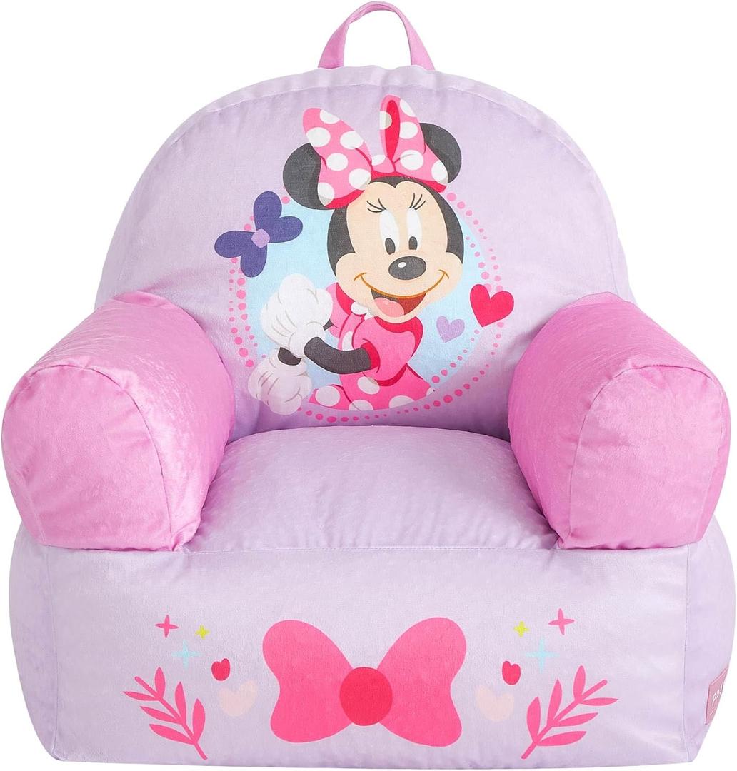 Disney Minnie Mouse Sofa Bean Bag Armchair, Soft Plush Lounge Chair for Bedroom or Playroom, 17 inches x 17 inches x 20 inches