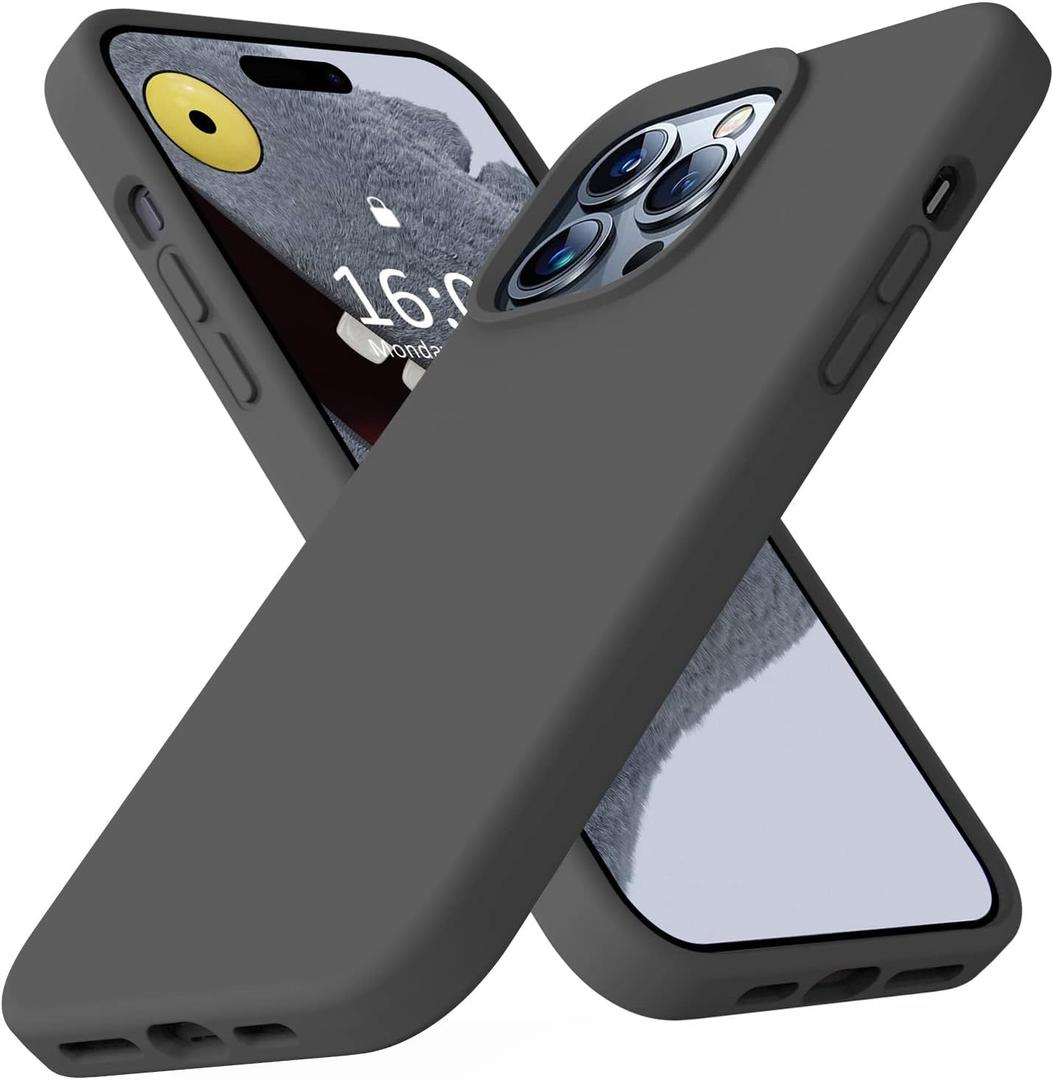 Ktele Compatible with iPhone 14 Pro Max Case, AB-Grade Liquid Silicone [Four Corner 50+Tiny Airbags Shockproof] [Soft Microfiber Lining Anti-Scratch] Camera Protection Case - Space Grey